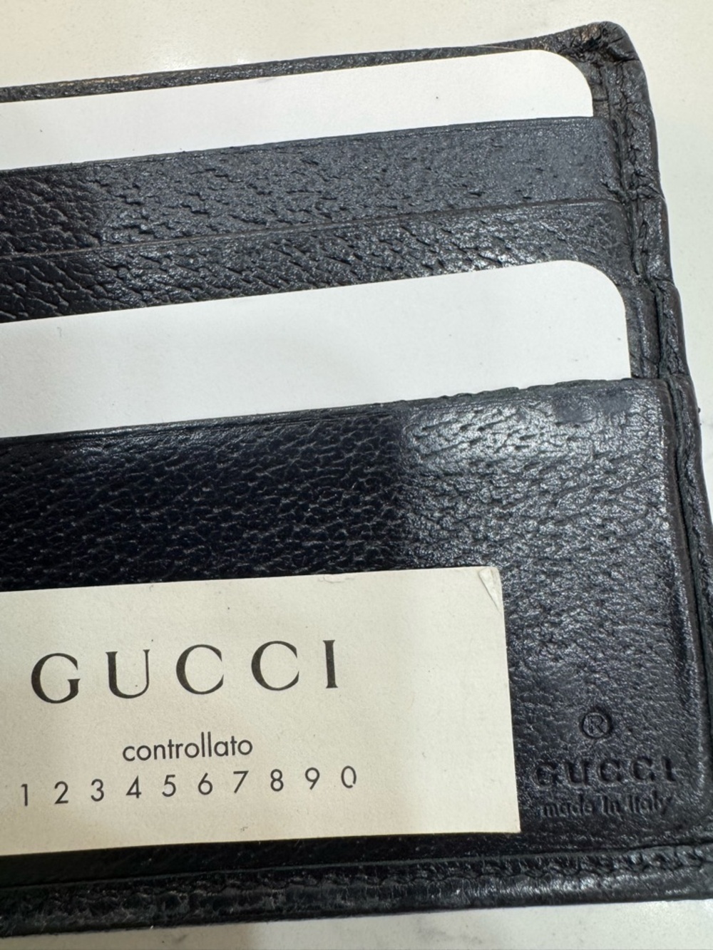 Gucci Beige GG Supreme Card Wallet with Blue Leather and Red Web Stripe - Picture 9 of 9